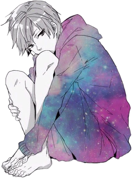 anime male galaxy hoodie freetoedit sticker by @lexic64