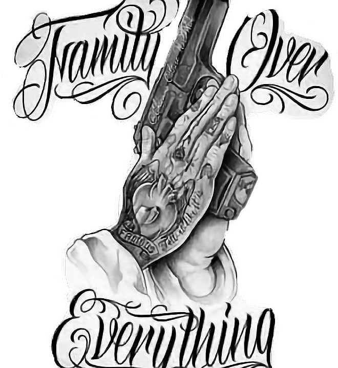 family prayinghands gun black sticker by @tarasarenepartida